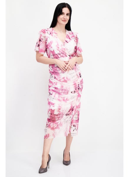 اشتري Women Floral Printed Midi Dress, Purple في الامارات