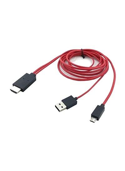 اشتري كابل محول للتلفزيون بجودة 1080p من MHL مايكرو USB إلى HDMI عالي الدقة لجهاز سامسونج أحمر وأسود في السعودية