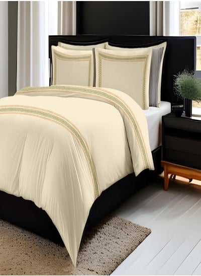 اشتري Luxurious Embroidered 400 Thread Count 100 Percent Cotton Duvet Cover Set of 3 في السعودية