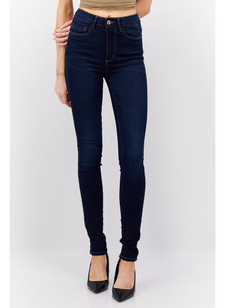 Buy Women Skinny Fit High Waist Denim, Navy in UAE