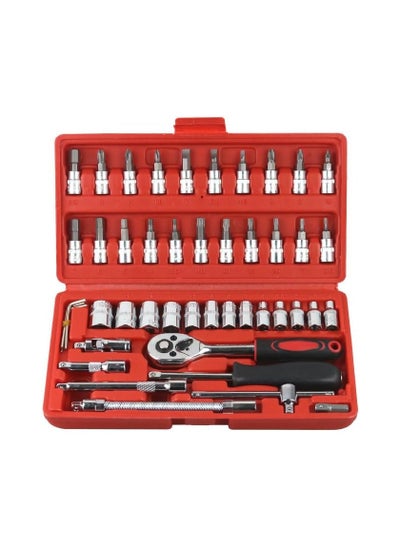 Buy Click to open expanded view 46-Piece Ratcheting Wrench and Screwdriver Set - Quick, Efficient Automotive Repair and Maintenance Toolkit in UAE