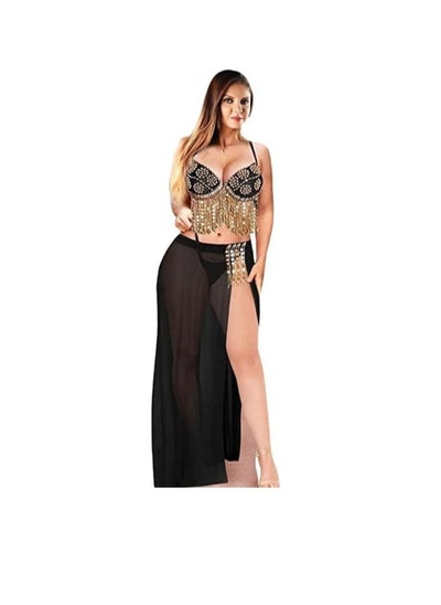 Buy Belly dance suit ، two pieces ، chiffon (black) in Egypt