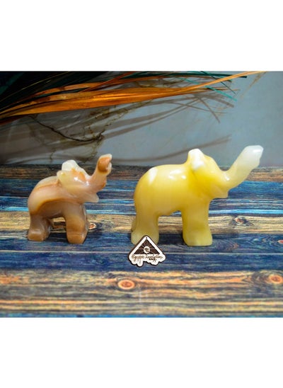 Buy Two elephant figures made of alabaster stone from Egypt Antiques, handmade 100% natural in Egypt