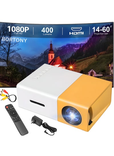 Buy Portable Mini Projector 1920x1080P Smart LED Projector for Cartoons Outdoor Movies 400 Lumens Remote Control Home Theater Cinema Video Projector with HDMI TF Card USB Interfaces in UAE