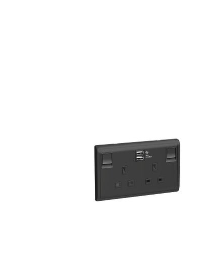 Buy Schneider Pieno Matt Black 13AX 2G Switch Socket with USB - E82T25USB-MB-G12 in UAE