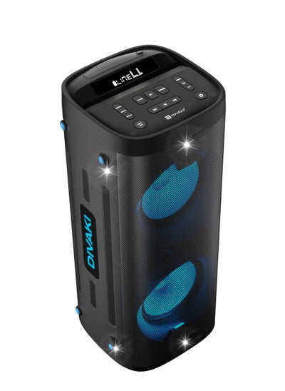 Buy DIVAKI Extra Bass Portable Speaker 1000W, 2 Wireless Microphone Built In Rechargeable Battery, Bluetooth DT-R1000B in UAE