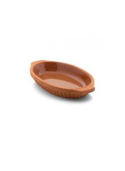 اشتري Terracotta Oval Inner-Glazed Oven Tray Pan for Mexican Indian Korean Dishes Handmade Cookware Glazed Clay Pot For Oven Clay Pan For Cooking - Brown -  33x18x5 cm في الامارات