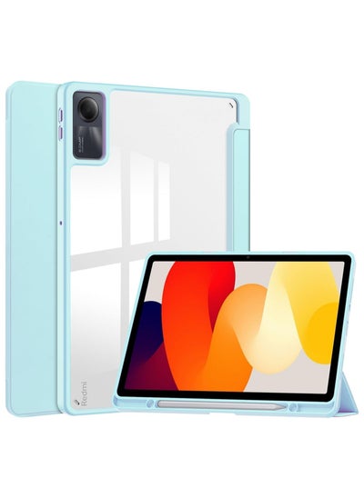 اشتري Case for Xiaomi Redmi Pad SE 11.0 Inch Released 2023, Smart Slim Folio Stand Auto Sleep/Wake Cover, with Pencil Slot, Clear Transparent Back Shell (Sky blue) في السعودية