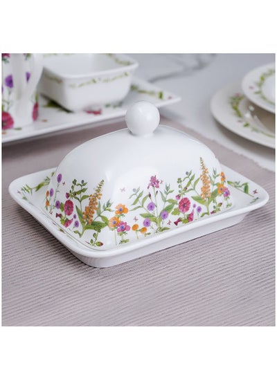 Buy English Country Butter Dish 15x10x8cm  White in UAE