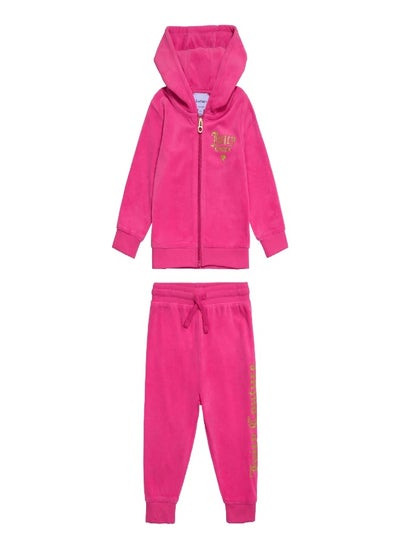 اشتري Juicy Couture Toddler Zip Through Branded Hoodie and Joggers Set Pink Yarrow في الامارات