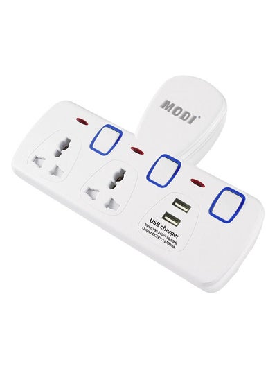 Buy Universal Multi Plug Extension Socket Adapter with 2 USB, 2 Way Wall Charger Electrical Power Extender Outlet Charging Station UK 3 Pin in UAE