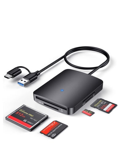 اشتري ​SYOSI SD Card Reader, 4 in 1 Dual Connector USB C & USB 3.0 Card Reader Adapter, 4 Cards Simultaneously Memory Card Adapter for SD/SDHC/SDXC/Micro SD, etc, Compatible with Windows OS في الامارات