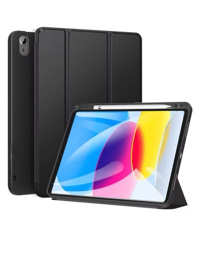 Buy Case for iPad 10th Generation 10.9 Inch 2022 - Shockproof Cover with Clear Transparent Back Shell with Pencil Holder, Auto Sleep/Wake Cover Black in Saudi Arabia