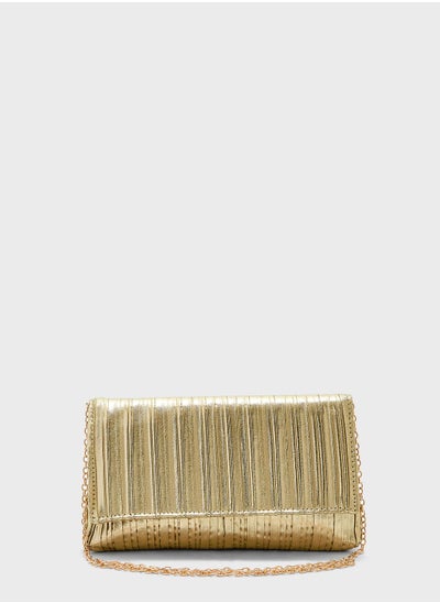 Buy Metallic Ribbed Clutch Bag in Saudi Arabia