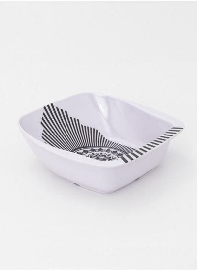 Buy Bright Designs Melamine Square Serving Bowl  3pieces  (L 26cm W 26cm H 9cm) black & white with fork &spoon in Egypt