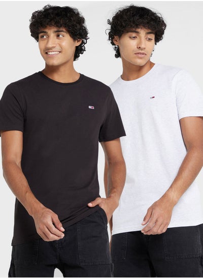 Buy 2 Pack Assorted Monogram Crew Neck T-Shirt in UAE