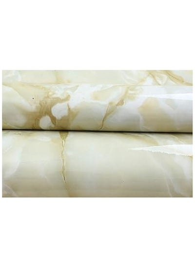 Buy Beige Marble Self-Adhesive Wallpaper PVC Paper Oilproof Waterproof Wallpaper for Kitchen Bathroom Peel Beige (Size 60×200 cm) in Saudi Arabia