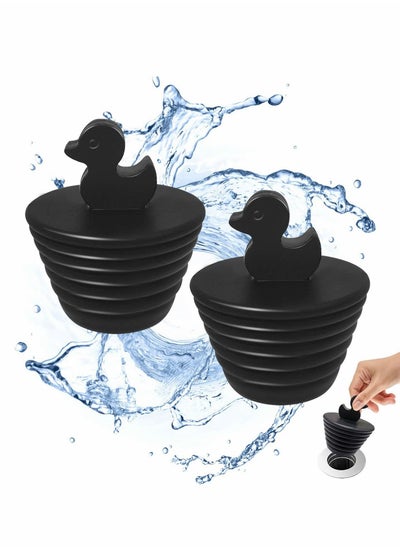 Buy Universal Bathtub Stopper 2 Pack Drain Stoppers for and Bathroom Sink Drains Kitchen Silicone Black Duck in Saudi Arabia