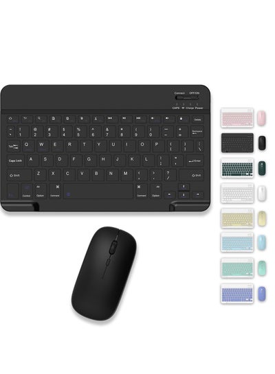اشتري Set of Rechargeable Bluetooth Keyboard and Mouse - Portable Wireless Mouse/Keyboard Set - Android/iOS/Windows - Smart Phone/Tablet/PC - iPhone iPad Pro Air Mini, iPad OS/iOS (BLACK) في الامارات