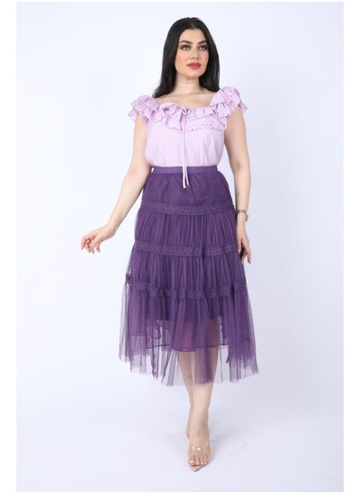 Buy Two-piece set, Violet  blouse and Purple  tulle skirt in Saudi Arabia