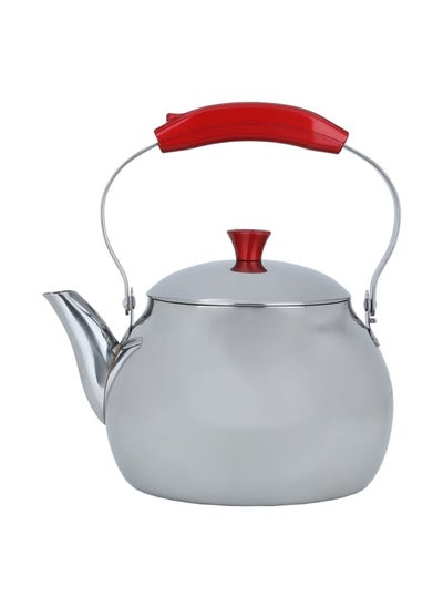 Buy Silver steel teapot with red handle, 2 liters in Saudi Arabia