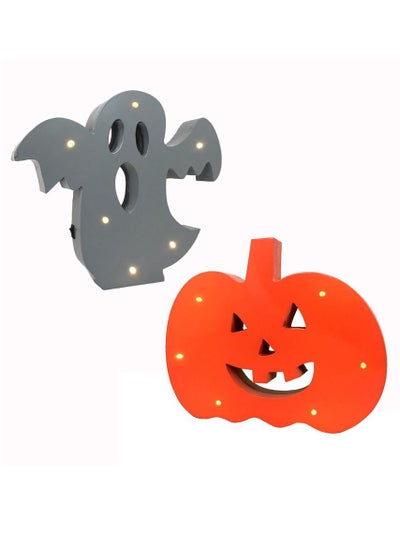 Buy 2-Piece Pumpkin and Ghost Décor with LED Lights in UAE