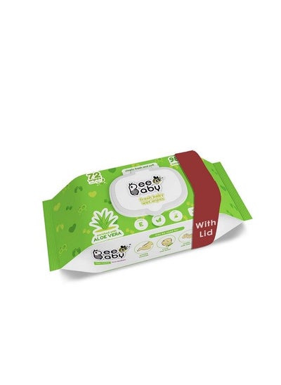 اشتري Fresh Baby Wet Wipes With Plastic Lid Contains Aloe Vera Vitamin E & Anti Bacterial Ingredients. Ideal For Cleaning & Moisturising Newborn. 1 Pack Of 72 Wipes. في السعودية