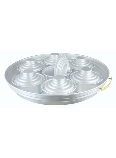 Buy Serving Tray With 7 Serving Dish with Lid Silver 44cm in UAE