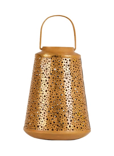 Buy HilalFul Polka-Dot Carved Golden Decorative Candle Holder Lantern | For Home Decor in Eid, Ramadan, Wedding | Living Room, Bedroom, Indoor, Outdoor Decoration | Islamic Themed | Moroccan in UAE