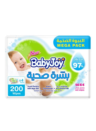 Buy BabyJoy Healthy Skin Wet Wipes Mega Pack, Alcohol-Free, Cotton Soft, 200 Count (4x50 Packs) for Babies 0+ Months in UAE