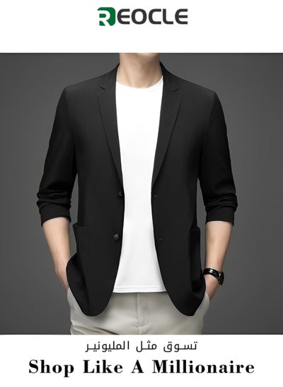 Buy Autumn New Casual Men's Suit Men's Street Solid Color Breathable Small Suit Single Layer Business Large Size Thin Jacket in UAE