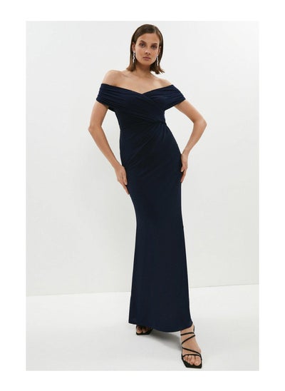 Buy Ruched Bardot Fishtail Maxi Dress in Saudi Arabia