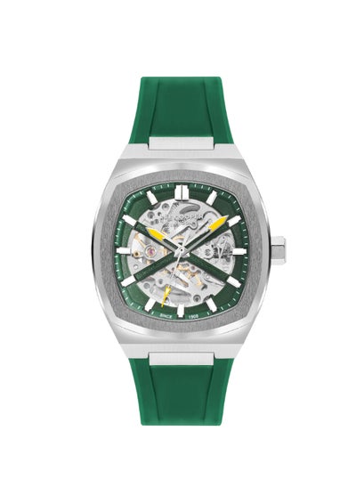 Buy Lee Cooper Men's G32665ZH Movement Watch, Automatic Display and Silicone Strap - LC07902.377, Green in UAE