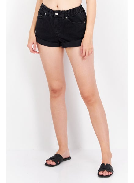 اشتري Women Petite High Rise Denim Shorts, Washed Black في السعودية