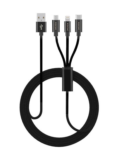 Buy 3 in 1 Lightning Type C  Micro Cable 1M Black in Saudi Arabia