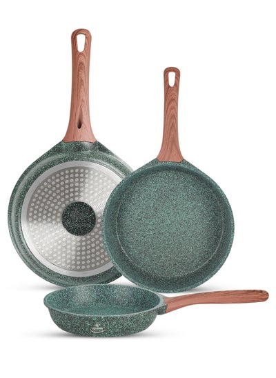 اشتري Induction Frying Pan Set - Multi Layer Granite Coating Fry Pan - Include 1x20CM -1x24CM & 1x28CM Non Stick Pan - Heat-Resistant Handle - PFOA Free Oven and Dishwasher Safe في الامارات