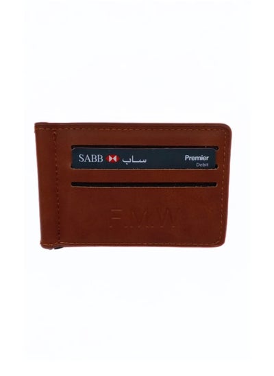 Buy A modern bi-fold leather wallet for women and men, dark BROWN in Saudi Arabia