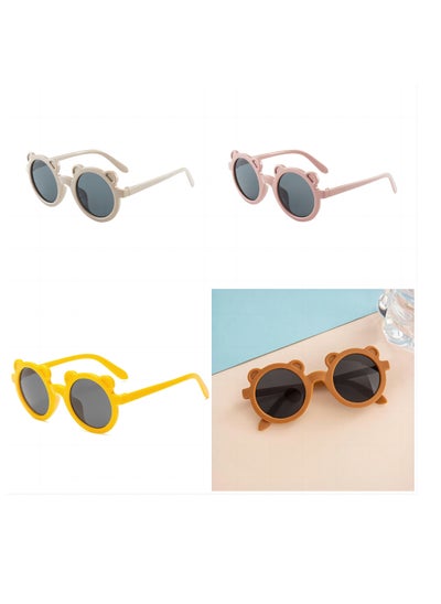 Buy Summer Round Frame Bear Set Of 4 Sunglasses For Children in Saudi Arabia