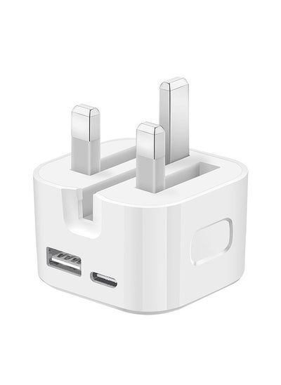 Buy 35W Usb+Type C Dual-Port Charger Fast Charging Head For Apple Android Mobile Phones, Tablets, Mobile Power Pd Fast Charging Head Travel Charge White in UAE