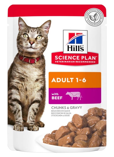 اشتري Hill's Science Plan Adult Wet Cat Food Beef  Pouche 85gx1 في الامارات