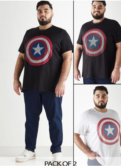 اشتري 2 Pack Plus Size Captain America Print T-Shirt في الامارات