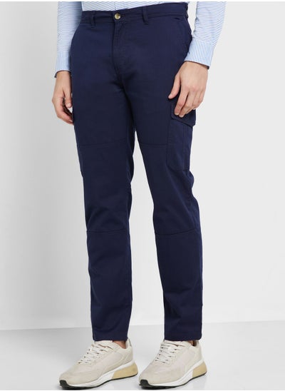 Buy Men Smart Slim Fit Easy Wash Trousers in UAE