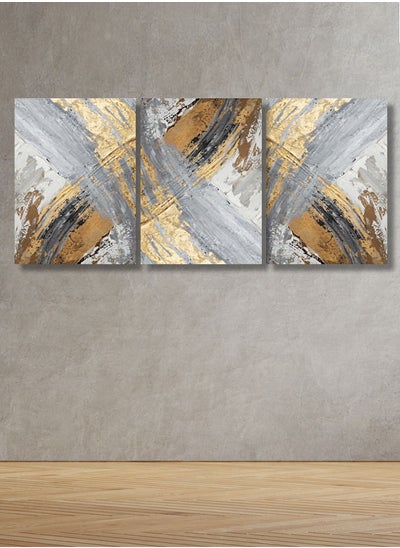 Buy Decorative Wall Art Painting with an Abstract design, 3 pieces, size 120x60 cm in Saudi Arabia