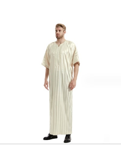 اشتري New Men's Satin Medium Sleeve Embroidered Robe في السعودية