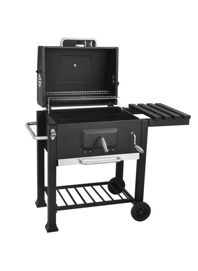 Buy Trolley Charcoal Barbecue Grill A picnic BBQ Outdoor Patio Garden with Side Trays and Storage Shelf in UAE