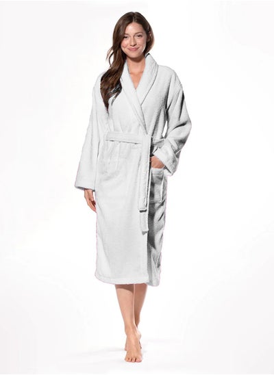 Buy Egyptian Cotton Bathrobe, Multi-Size, with Side Pockets and Drawstring in Saudi Arabia