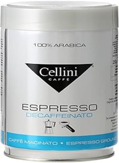 Buy Cellini Ground Coffee 250g Premium Ground Decaffeinato Coffee Tin in Egypt