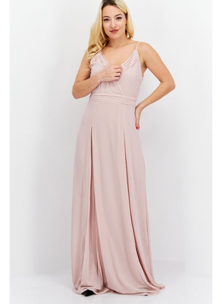 Buy Women Solid Maxi Bridesmaid Dress, Dusty Pink in UAE