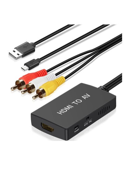 اشتري HDMI to RCA Converter, HDMI to RCA Adapter Composite Video Audio HDMI to Cinch, Support PAL/NTSC for TV DVD PS2 PS3 VHS Wii BlueRay في السعودية