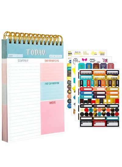 Buy To Do List Notebook, Spiral Bound Undated Daily Planner, 52 Sheets 4.5" X 6.2" Tear off Task Planning Pad with 4 Sheet Stickers for Work Office Home School in UAE